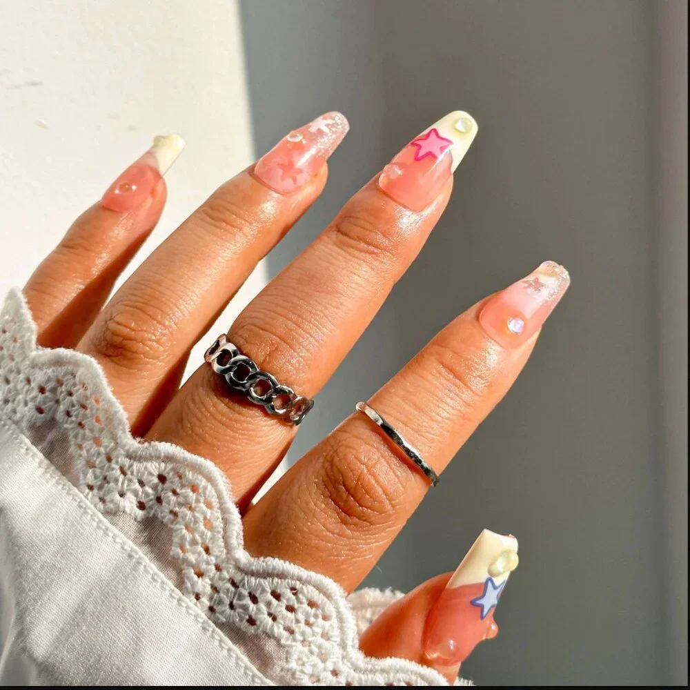 GlitzAdora (2) Nails Black Pink Star & Stellar Silhouette